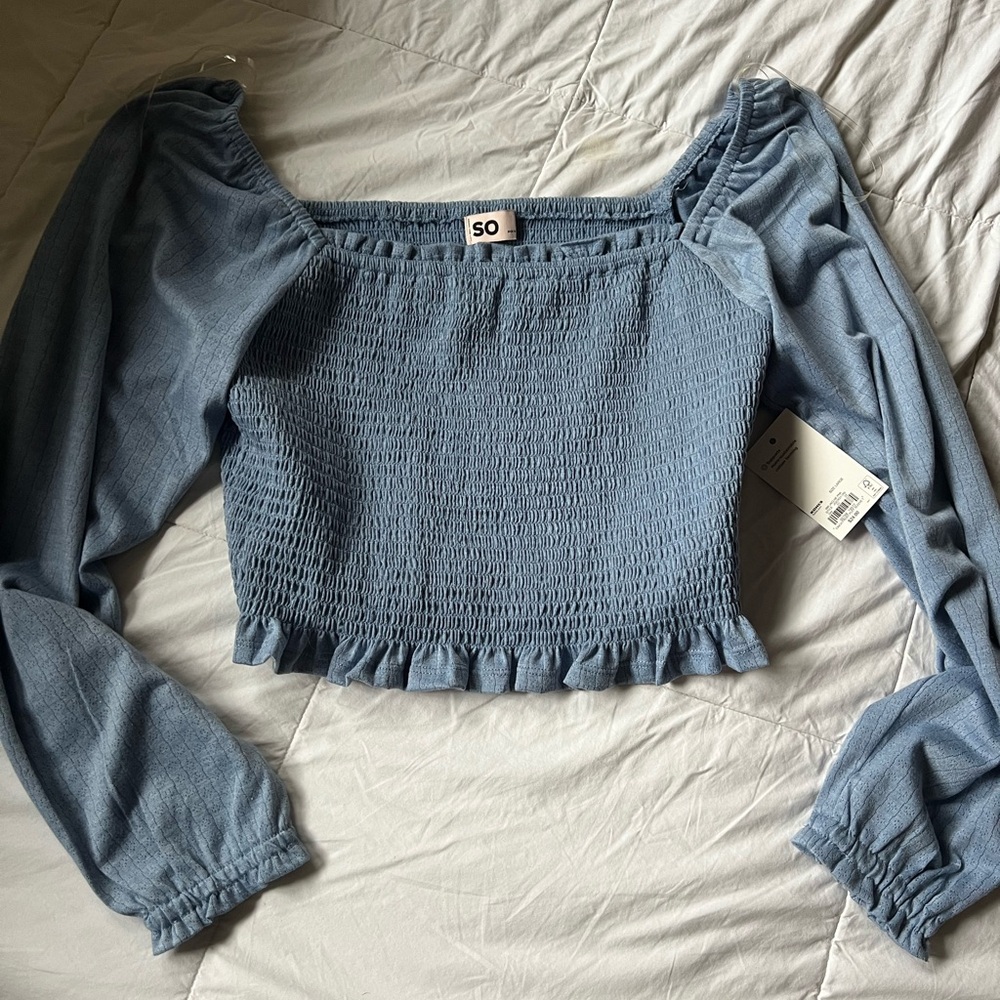 SO Women's Blue Smocked Top